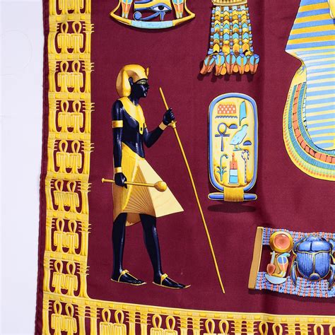 hermes schal tutanchamun|Hermes King Tut Tutankhamun Burgundy Silk Scarf by Vladimir .